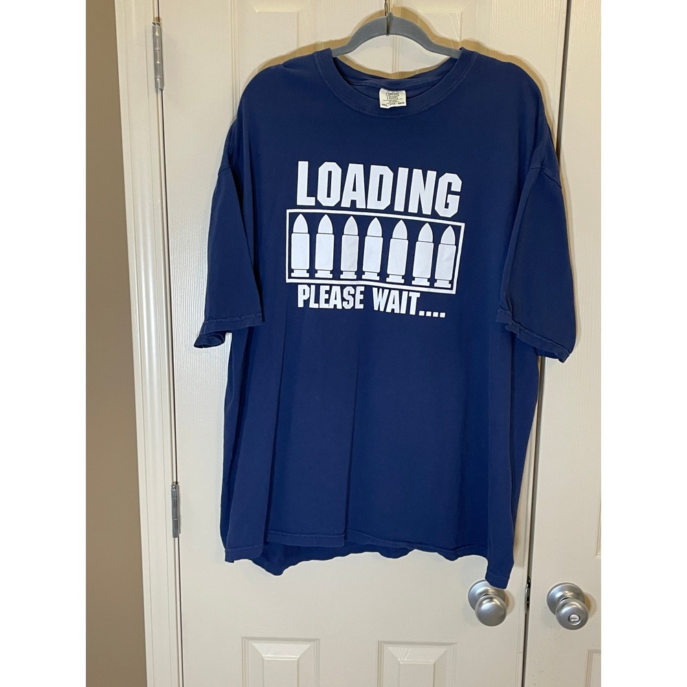 Comfort‎ Colors Graphic Tee Mens 3XL Blue Excellent Loading Ammunition Tactical